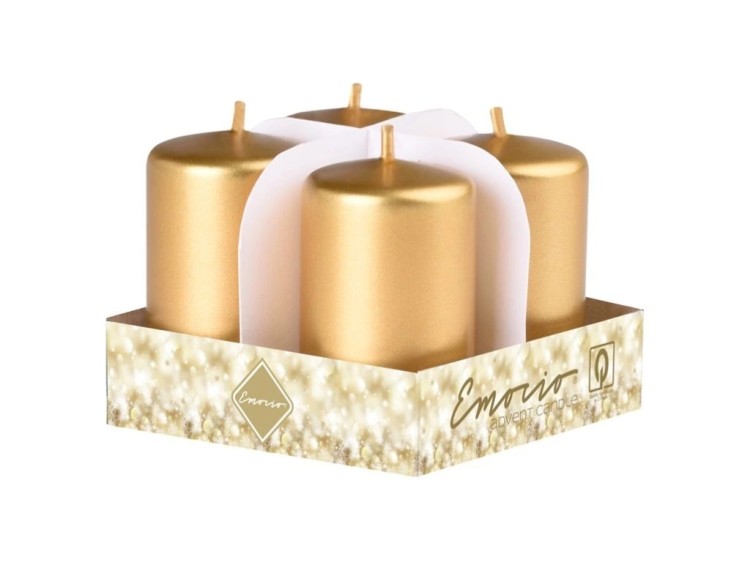 Adventní válec 4ks 38x60 zlaté svíčky - Duni Svíčky, svícny, kroužky Svíčky